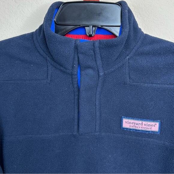 VINEYARD VINES Kids Quarter Snap Button Fleece Sweater Navy Size M(12/14) - Picture 3 of 11